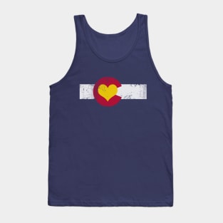 Colorado Flag Heart Sun Retro Fade Tank Top